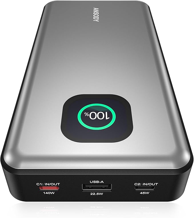 140W Power Bank, 25000mAh Laptop Portable Charger by Ansody