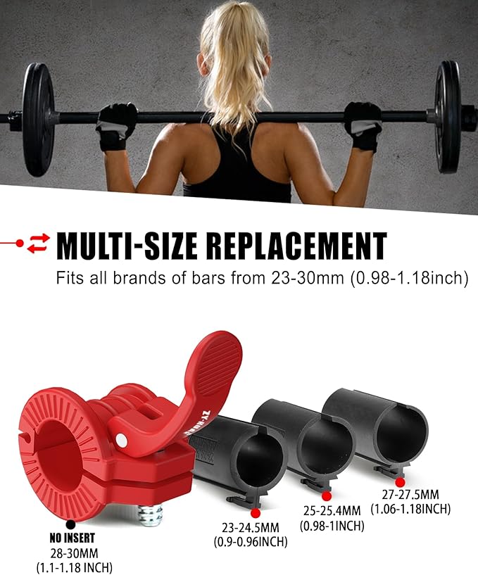 Pro Barbell Clips 1 inch Barbell Clamps 0.9-1.18inch Quick Release Weight Clips - Image 2