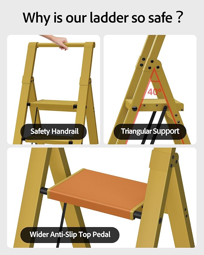 Taranta 4 Step Ladder, Lightweight Aluminum Step Stool - Image 3