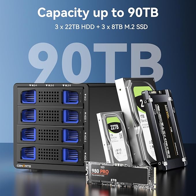Hybrid 3*2.5/3.5" SATA HDD/SSD+3* M / B+M Key M.2 NVMe Enclosure - Image 4