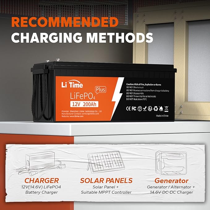 Litime 12V 200Ah Plus Lithium LiFePO4 Battery, Built-in 200A BMS, 4000+ Deep - Image 8