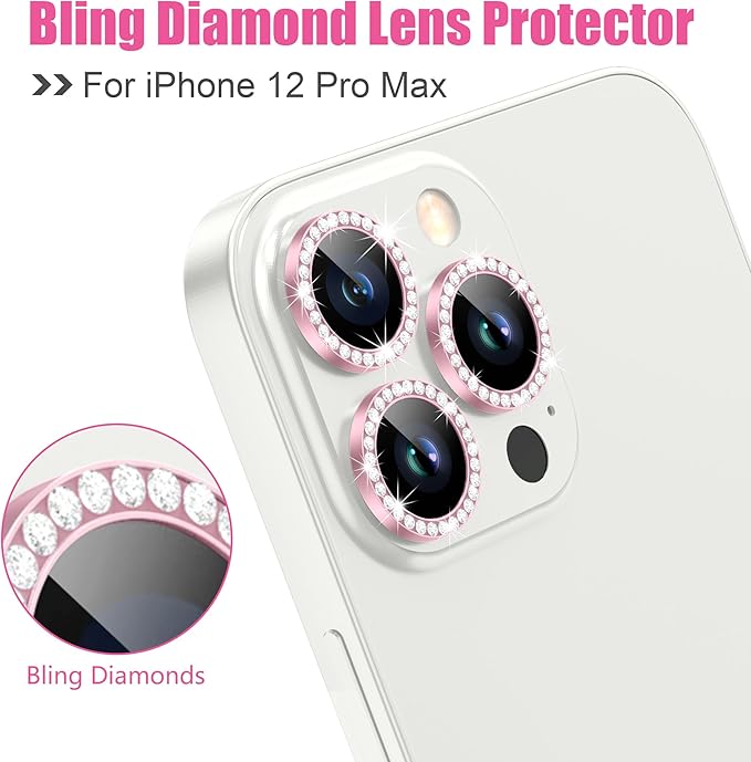 AGVEE 3+3 6 Pack for iPhone 12 Pro Max 6.7" Camera Lens Cover Protector - Image 4