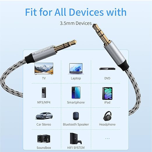 Aux Cable, 3.5 mm Male to Male Braided Auxiliary Cord Compatible - Image 8