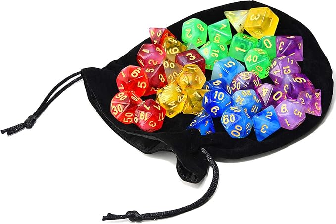 Assorted 5 Colors Polyhedral Dice Set Translucent - Image 5