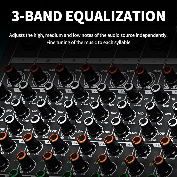 Depusheng MX12 12 Channel Sound Mixer Audio Mixing Console 48V 256DSP - Image 7