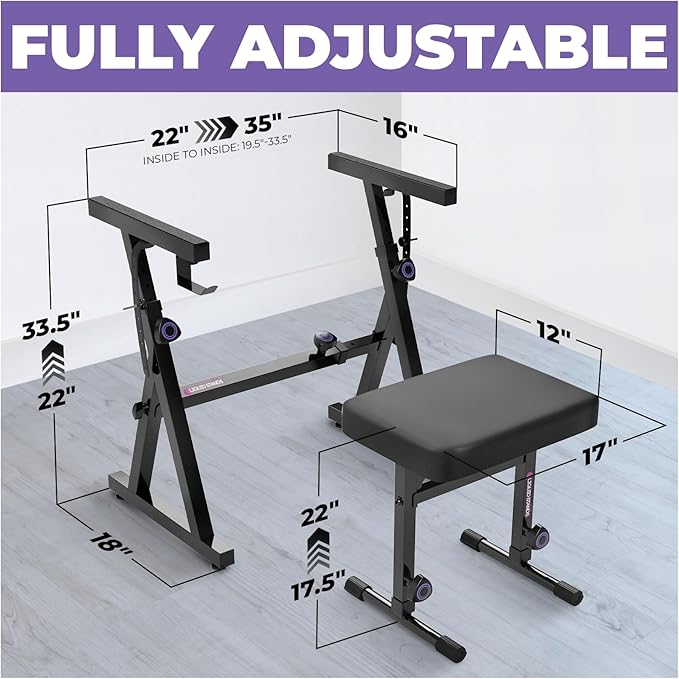 Liquid Stands Portable Heavy Duty Digital Piano Stand & Bench Set - Image 2
