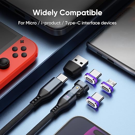 240W Magnetic Charging Cable ，180°Rotating USBC to USB C Magnetic Data Cable - Image 9