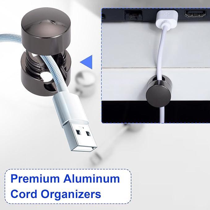 3 Sets Charger Holders for Cords, Adhesive Metal Cord Clips, Cable Management - Image 5