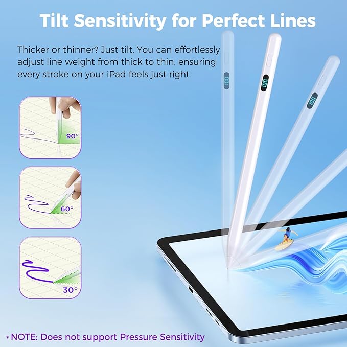 iPad Stylus Pencil with Magnetic Attachment, USB-C Faster Charge, Tilt - Image 4