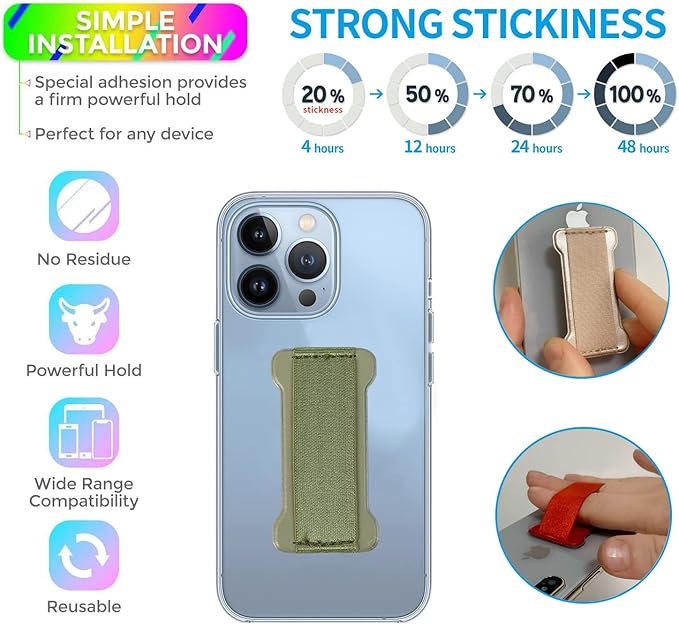 Phone Grip Holder for Hand, Universal Finger Strap Phone Holder, Finger Selfie - Image 2