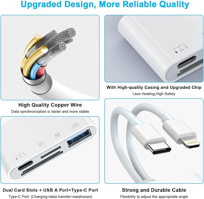 USB C Lightning SD TF Card Reader, 4-in-2 Memory Card Reader - Image 6