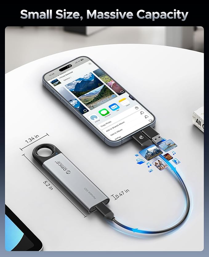 ORICO 1TB External SSD Up to 1050MB/s, Hanging Hole Design Portable Solid State - Image 3