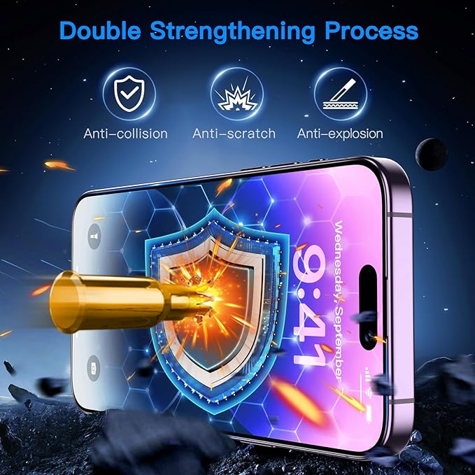 Uyiton Anti-Blue Light for iPhone 14 Pro Screen Protector - Image 5