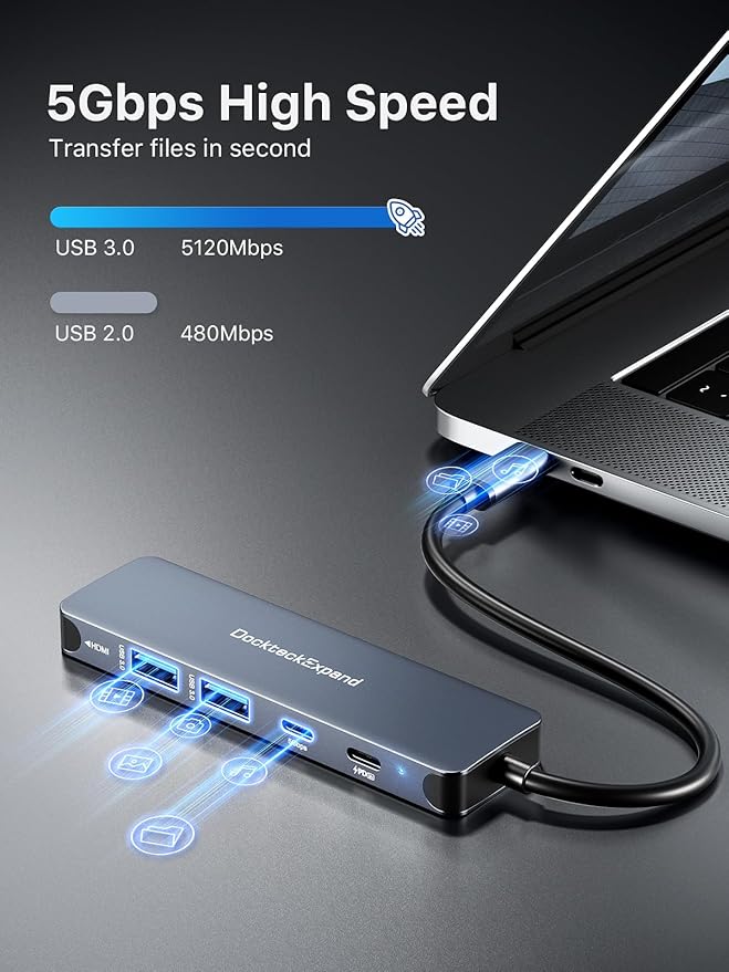 USB-C Hub 5-in-1 with 4K HDMI, 100W Power Delivery, 5Gbps USB-C Data Port and 2 - Image 3