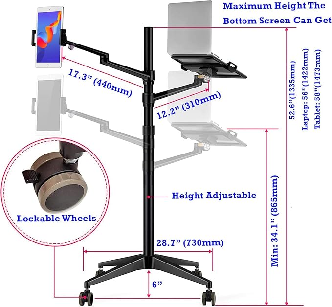 Triple arm Height Adjustable Stand Mount - Image 2