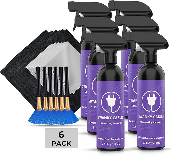 Swanky Screen Cleaner Kit: 6-Pack Microfiber Cloths & Electronic Cleaner Spray by SWANKYCABLES