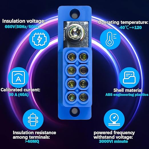 Busbar Terminal Block 1-in-4-Out | 12V-690V 60A High Current Power Distribution - Image 3