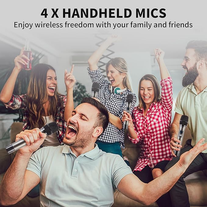 Wireless Microphone System, 4-Channel UHF Wireless Mic, Fixed Frequency Metal - Image 8