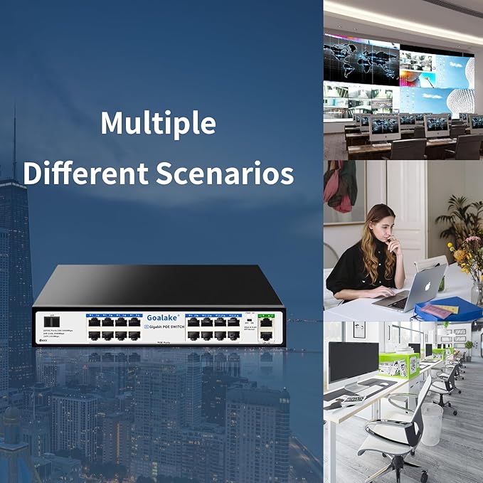 PoE Switch with 16 Gigabit PoE+ @240W Built-in Power, 2 Uplink Gigabit Port + 1 - Image 9