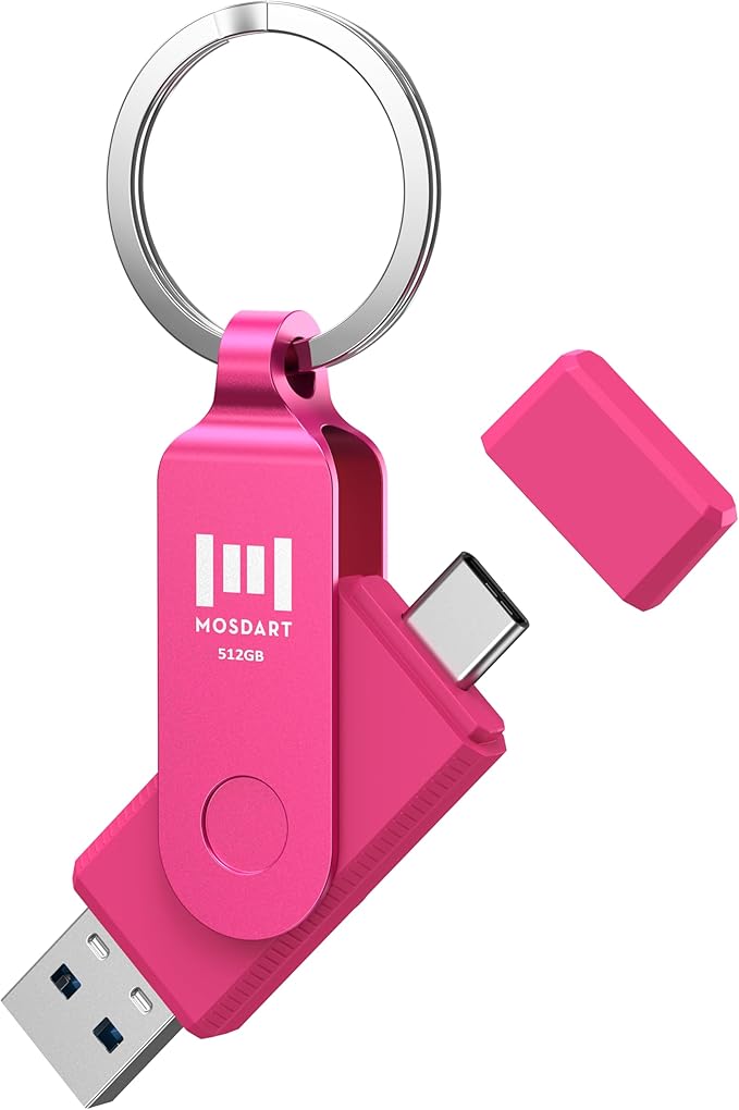 MOSDART 512GB USB3.1 Fast Speed C and A Dual Flash Drive, exFAT Memory Stick by MOSDART
