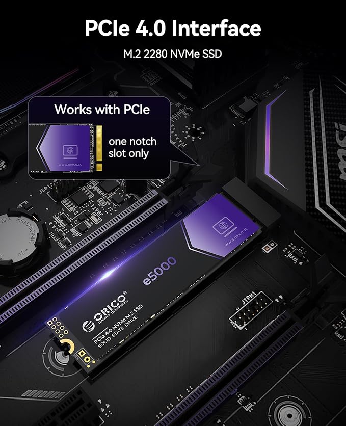 ORICO e5000 2TB SSD M.2 NVMe 2280 PCIe Gen4 5200MB/s Internal Solid State Drive - Image 3