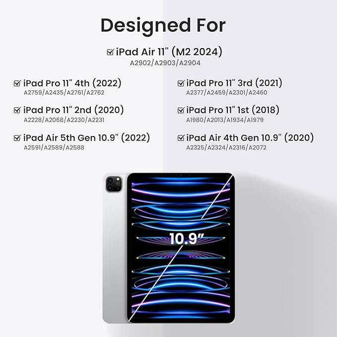 Keyboard Case for iPad Air 5th/4th Pro 11 inch, 7-Color Backlit Detachable - Image 2