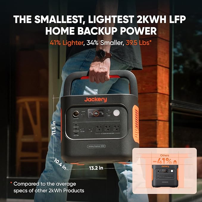 Jackery Explorer 2000 v2 Portable Power Station, 2042Wh LiFePO4 Battery - Image 3
