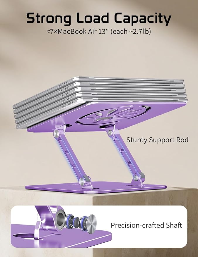 Aluminum Laptop Stand for Desk – Adjustable Ergonomic Laptop Riser, Foldable & - Image 4