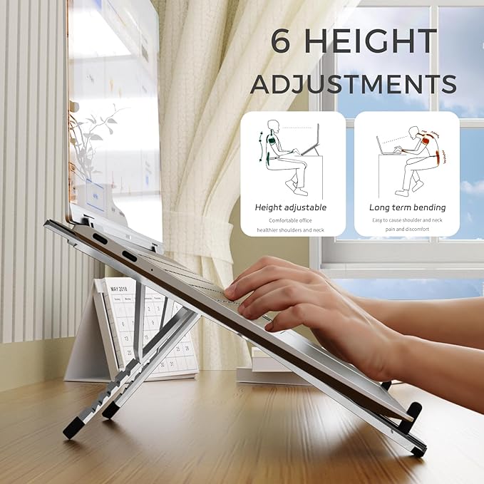 Junfire Foldable Laptop Stand for 17.3 inch, Aluminum Stable Ergonomic Laptop - Image 3