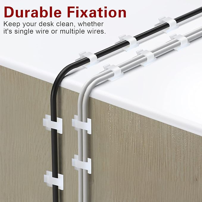 XHF 5/8” Adhesive Cord Clips White 60pcs, Cable Management Staples - Image 6