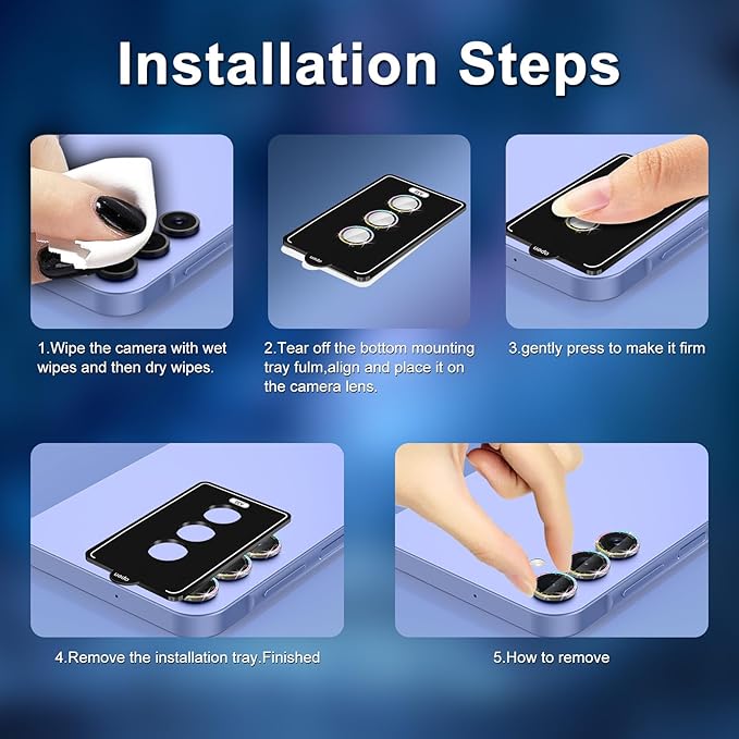 for Samsung Galaxy A35 5G Camera Lens Protector, Individual Metal Ring Tempered - Image 6