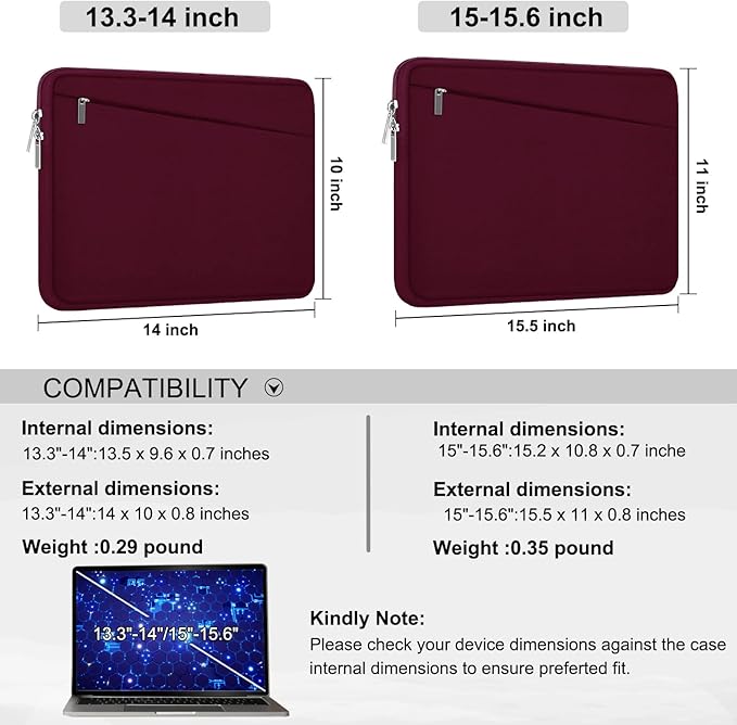Laptop Sleeve 15.6 inch, Durable Computer Carrying Bag Protective Case - Image 6