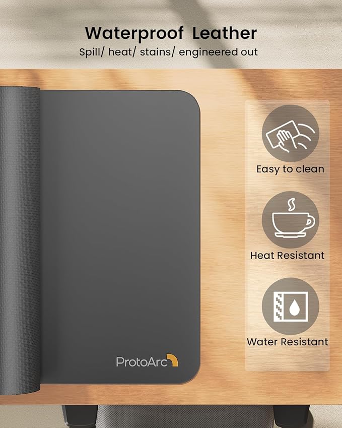 ProtoArc Leather Desk Mat, Large Mouse Pad- 31.5×15.8 inch, Non-Slip PU Leather - Image 4