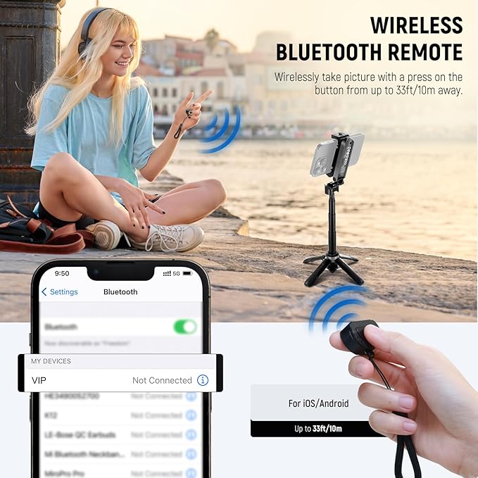 NEEWER Selfie Stick Tripod for iPhone, Lightweight Foldable Mini Travel 360° - Image 7