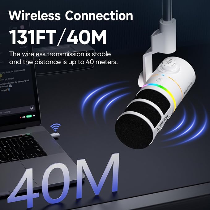 EJoy D10 PRO USB Wireless Gaming Microphone – Boom Arm Mic - Image 6
