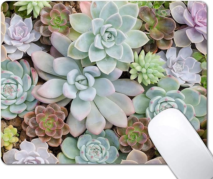 Cute Succulents Mouse Pad, Natural Plants Mousepad by EASTSMOOTH