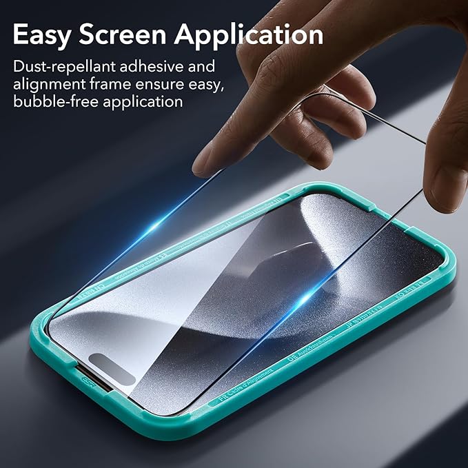 ESR 3+1 Pack for iPhone 15 Pro Max Screen Protector, 3 Black Edge - Image 4