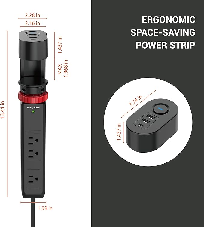 Link2Home Clamp-On Desk Power Strip - Image 4