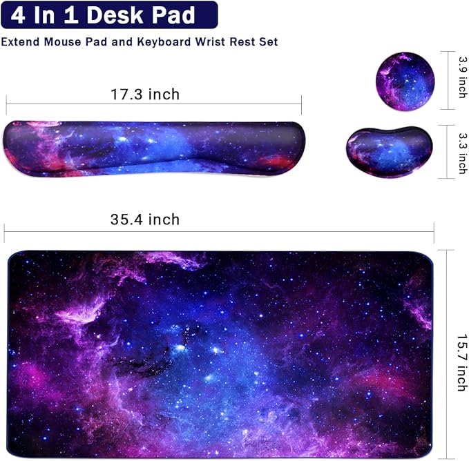 Keyboard Mouse Pad Set, Extended Mouse Pad+Keyboard Wrist Rest Support - Image 3