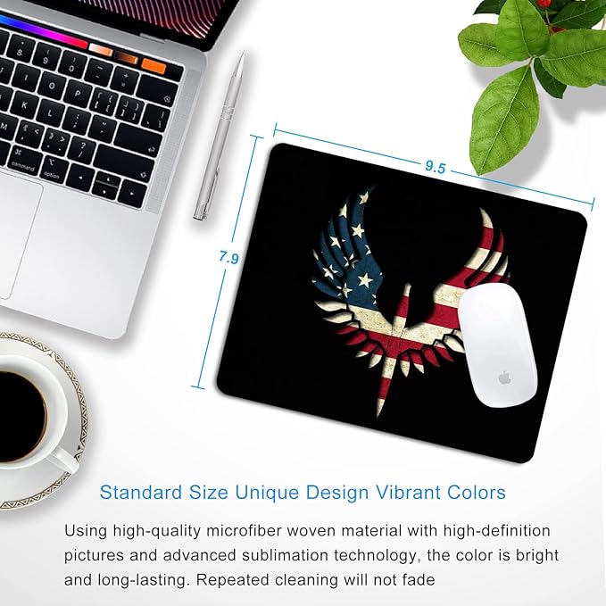 America Flag Mouse Pad Personalized Art Design Computer Laptop Non-Slip Rubber - Image 2