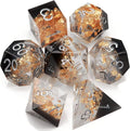 Haxtec DND Dice Set Black Sharp Edge Resin Dice Gold Flakes by HaxtecDice