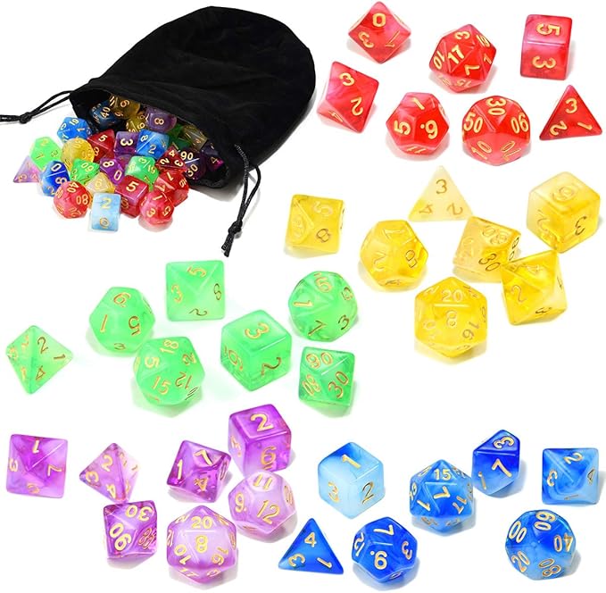 Assorted 5 Colors Polyhedral Dice Set Translucent - Image 6