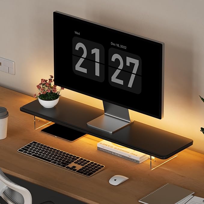 Monitor Stand Riser, 31.5-Inch LED Light Wood Computer Monitor Stand by AFOOYO