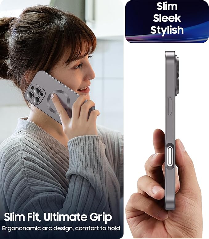 Magnetic for iPhone 16 Pro Case Slim Soft Silicone Bumper Shockproof Metallic - Image 7