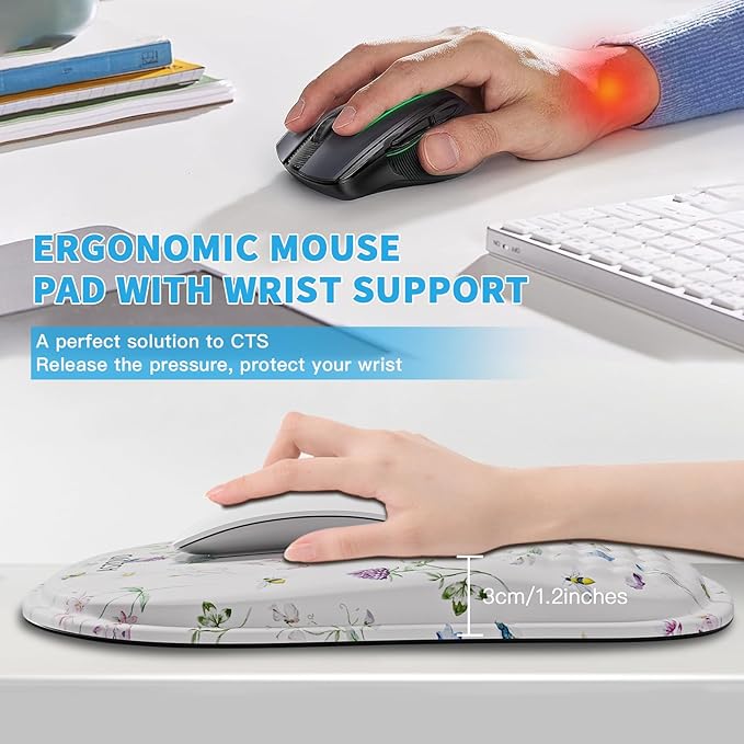 Mouse Pad with Wrist Rest, Ergonomic Mousepads with Wrist Support, Soft Lycra - Image 2