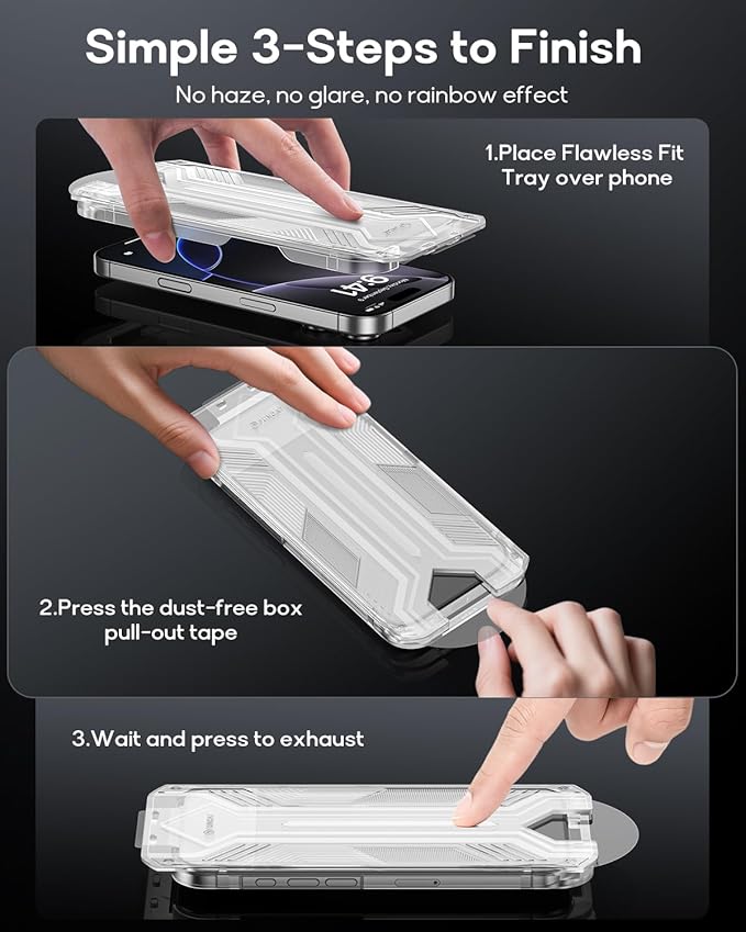 3 Pack for iPhone 12 Pro Max Tempered Glass Screen Protector:9H+ Durable - Image 3