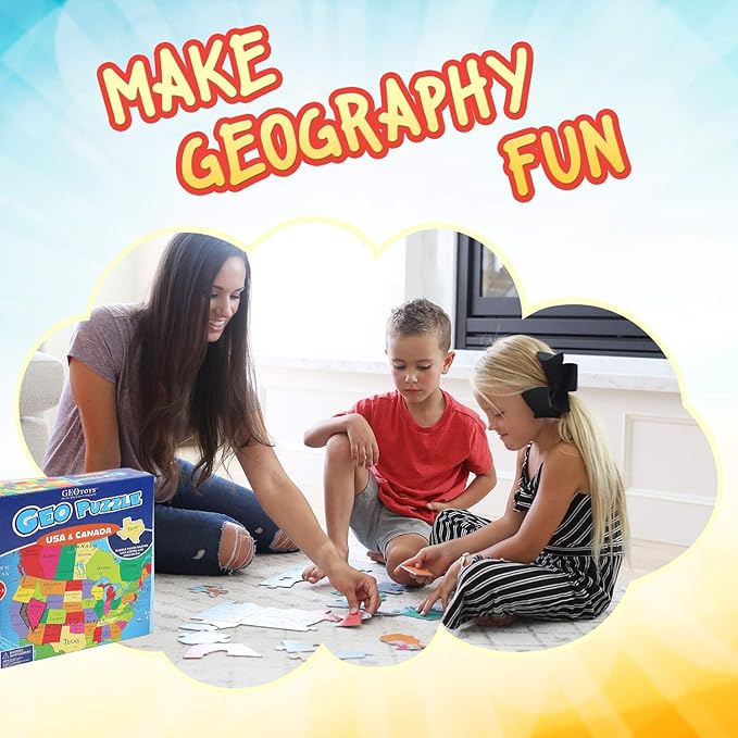 GeoToys GeoPuzzle, USA & Canada Shaped Jigsaw Puzzles, Geography Game, Map - Image 2