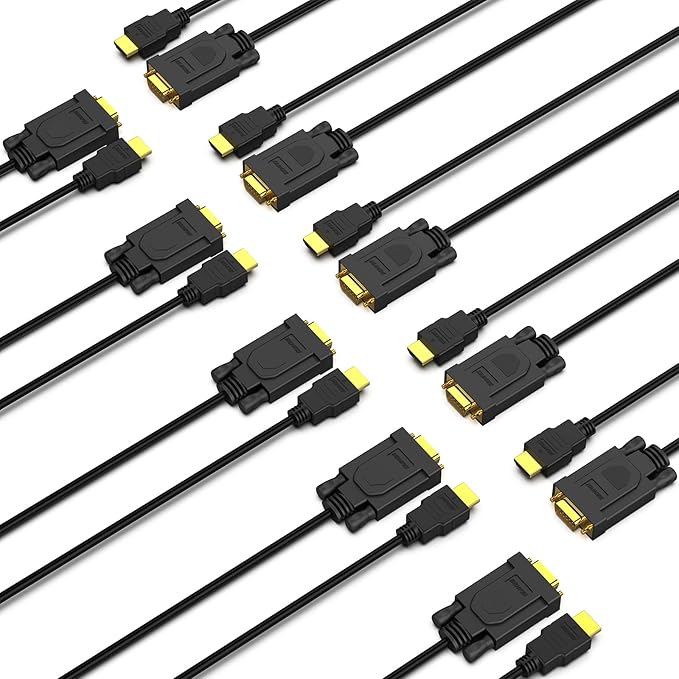 BENFEI 10 Pack HDMI to VGA 6 Feet Cable, Uni-Directional HDMI to VGA Cable by BENFEI