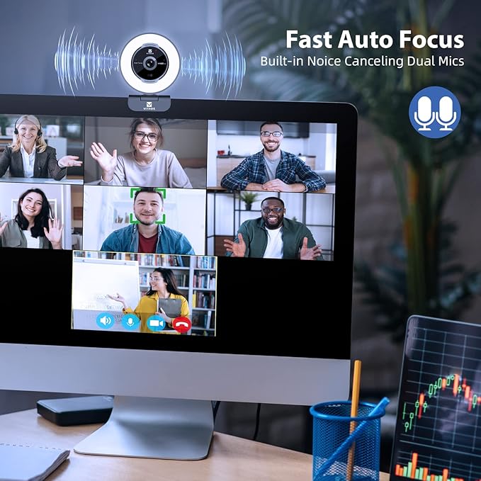 Zoomable Webcam with Remote Control, 1080P 60FPS Streaming with Ring Light and - Image 6