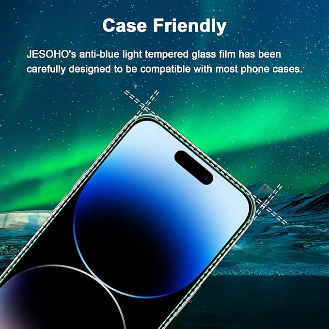 Blue Light Screen Protector for iPhone 14 Pro*2 Pack + 2 Pack Camera Lens - Image 8